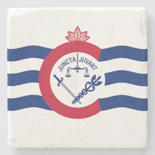 Patriotic stone coaster with Flag of Cincinnati