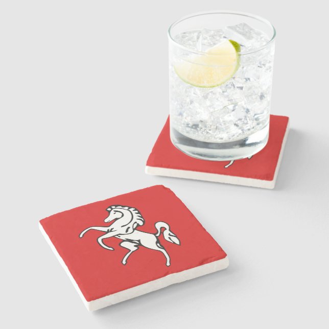 Patriotic stone coaster with Flag of Kent, England (Side)