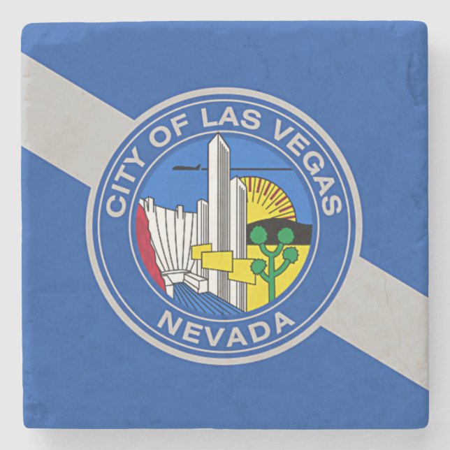 Patriotic stone coaster with Flag of Las Vegas (Front)