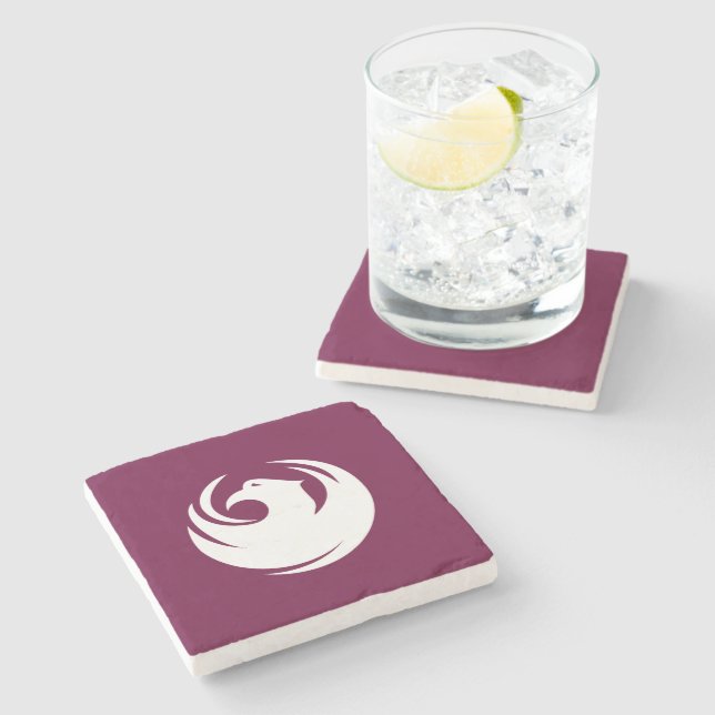Patriotic stone coaster with Flag of Phoenix City (Side)