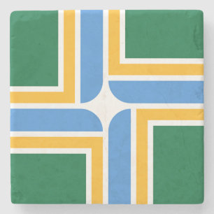 Patriotic stone coaster with Flag of Portland