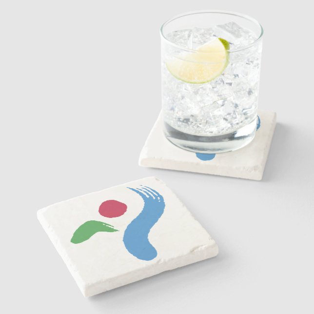 Patriotic stone coaster with Flag of Seoul (Side)