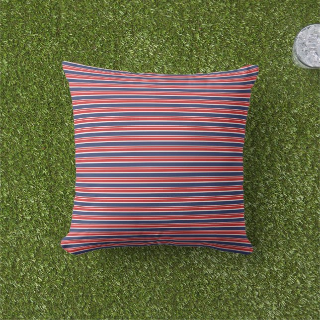 Patriotic Stripes Outdoor Pillow (Grass)