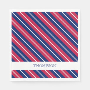 Patriotic Stripes Red White Blue NAME Classic Napkin