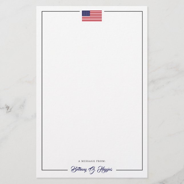 Patriotic Style America Flag | Office Stationary  Stationery (Front)