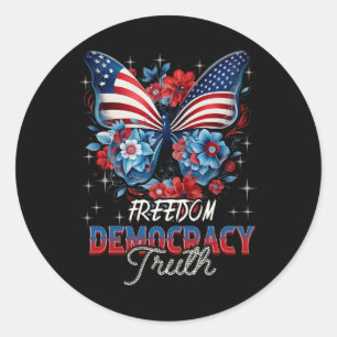 Patriotic Subtle Anti-trump Coquette Patriotic 4th Classic Round Sticker