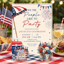 Patriotic Summer 4th of July Pool Party Invitation