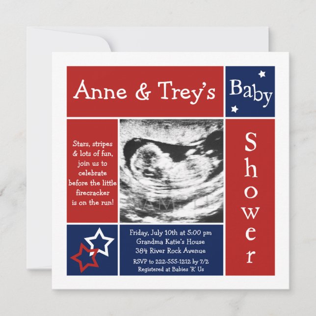 Patriotic Summer Baby Shower Invitations (Front)