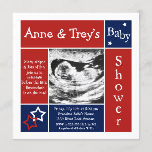 Patriotic Summer Baby Shower Invitations