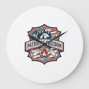 Patriotic Summer Camp Spirit Vector Graphic Tee_1 Large Clock