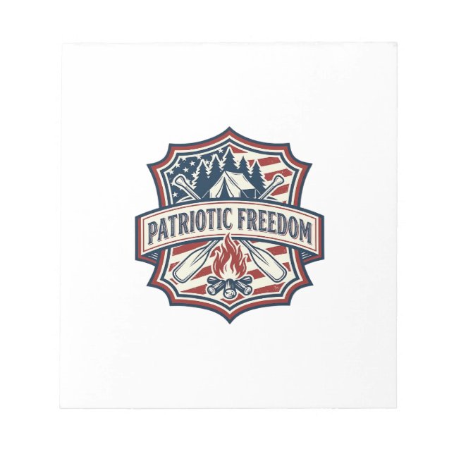 Patriotic Summer Camp Spirit Vector Graphic Tee_1 Notepad (Front)