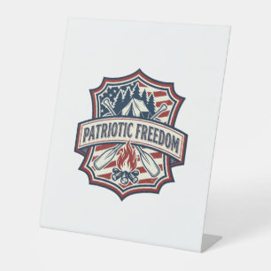 Patriotic Summer Camp Spirit Vector Graphic Tee_1 Pedestal Sign