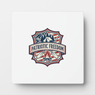 Patriotic Summer Camp Spirit Vector Graphic Tee_1 Plaque