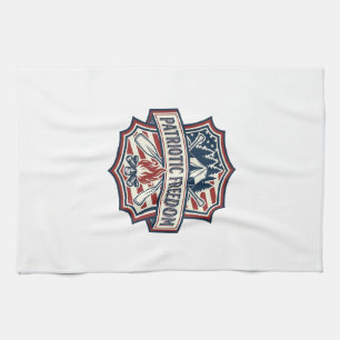 Patriotic Summer Camp Spirit Vector Graphic Tee_1 Tea Towel
