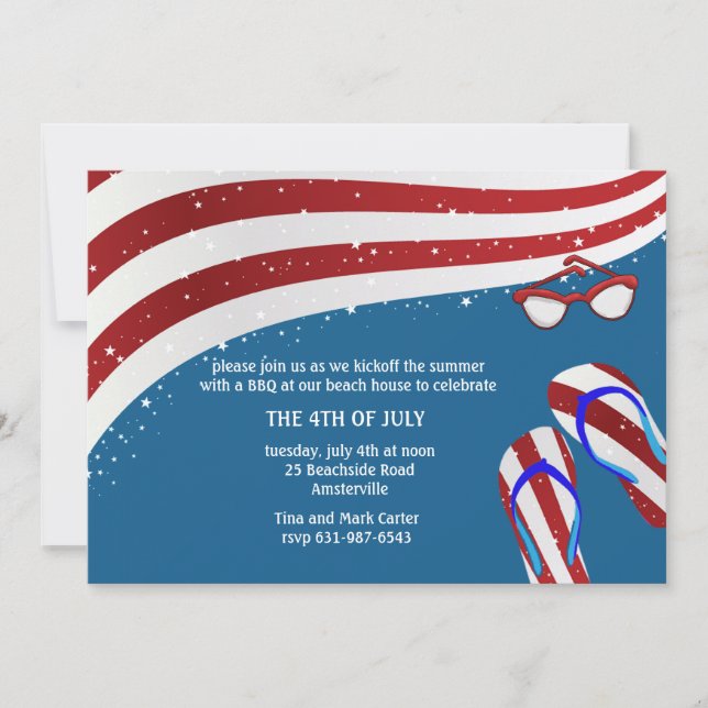 Patriotic Summer Fun Invitation (Front)