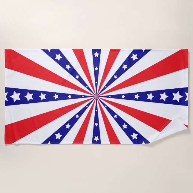 Patriotic Sun Burst Beach Towel (Front)
