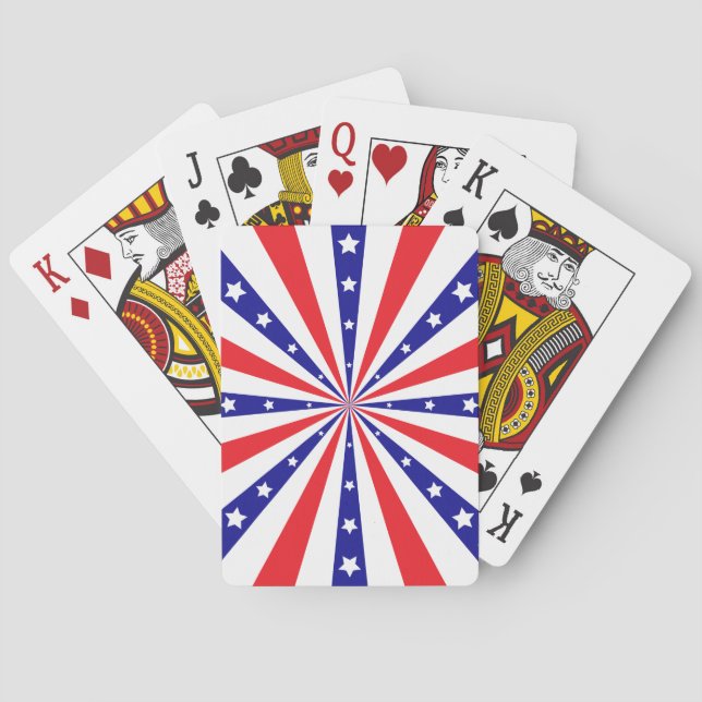 Patriotic Sun Burst Playing Cards (Back)
