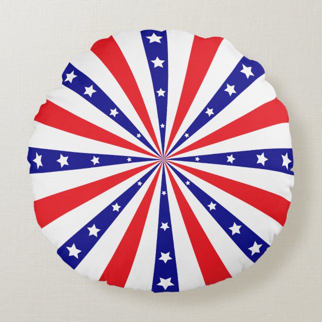 Patriotic Sun Burst Round Cushion (Front)