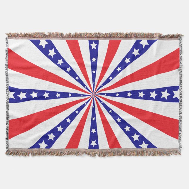 Patriotic Sun Burst Throw Blanket (Front)