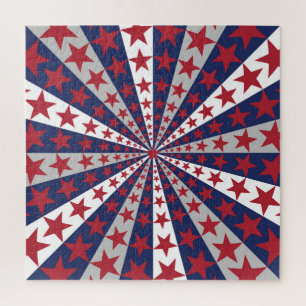 Patriotic Sunburst: American Flag Artwork Jigsaw Puzzle