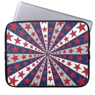 Patriotic Sunburst: American Flag Artwork Laptop Sleeve