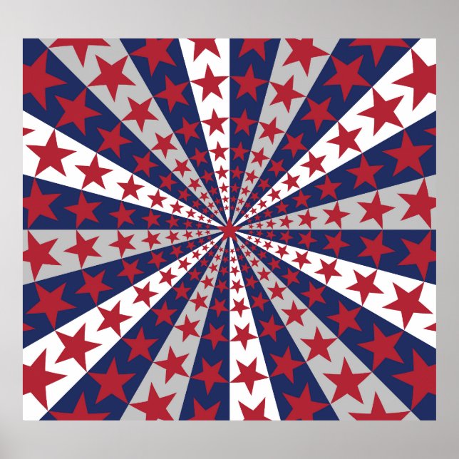 Patriotic Sunburst: American Flag Artwork Poster (Front)