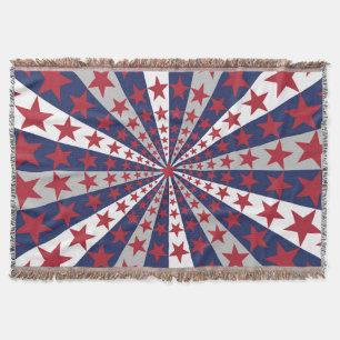 Patriotic Sunburst: American Flag Artwork Throw Blanket