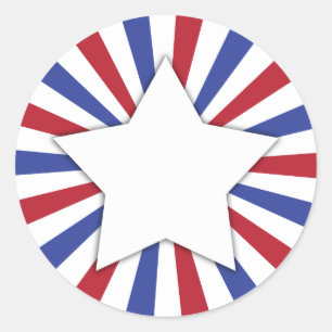 Patriotic Sunburst Star Classic Round Sticker