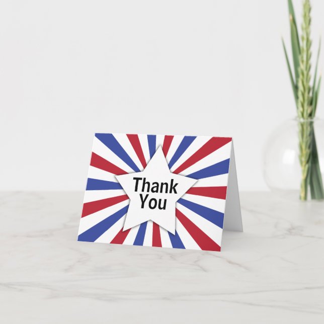 Patriotic Sunburst Star Thank You Card (Front)