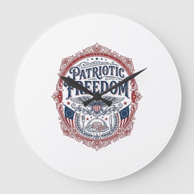Patriotic Sunday Brunch Vector Graphic Tee_1 Large Clock (Front)