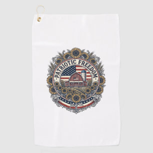 Patriotic Sunflower Farm Vector Graphic Tee_1 Golf Towel