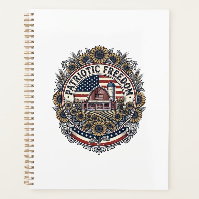 Patriotic Sunflower Farm Vector Graphic Tee_1 Planner (Front)