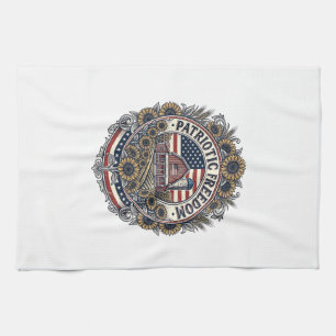 Patriotic Sunflower Farm Vector Graphic Tee_1 Tea Towel