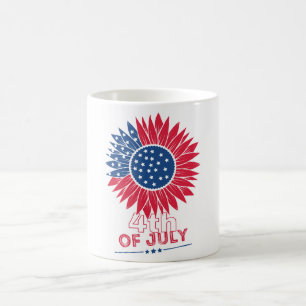 Patriotic Sunflower Fourth of July Floral Coffee Mug