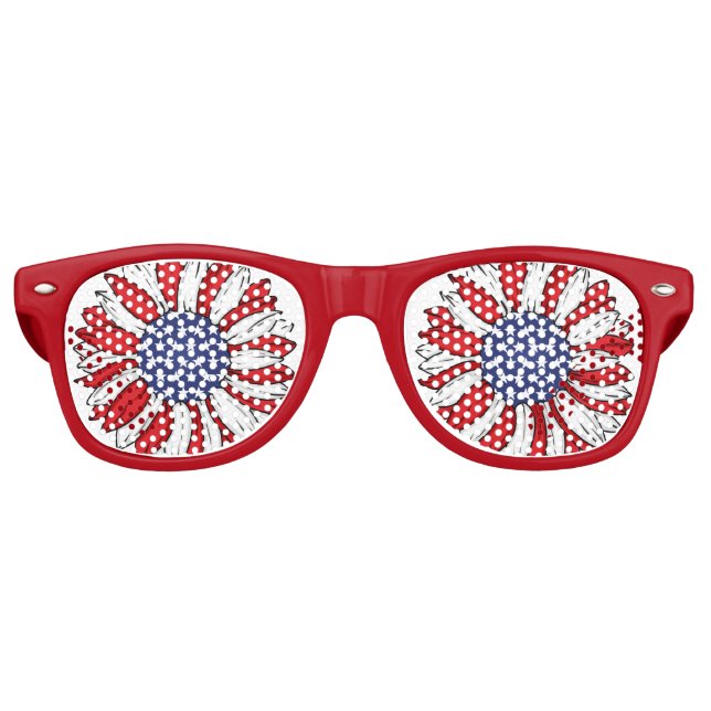 Patriotic Sunflower Retro Sunglasses (Front)
