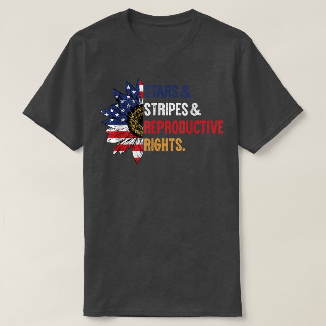 Patriotic Sunflower USA Stars Stripes Reproductive T-Shirt (Design Front)