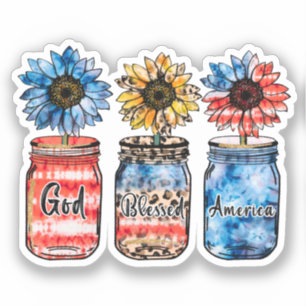 Patriotic Sunflowers in Jars   God Blessed America