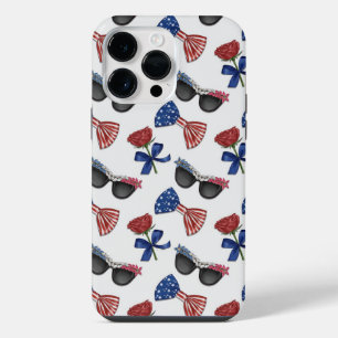 PATRIOTIC SUNGLASSES ROSES BOW TIES iPhone 14 PRO MAX CASE