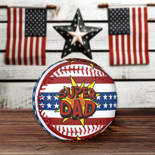 Patriotic Super Dad Baseball