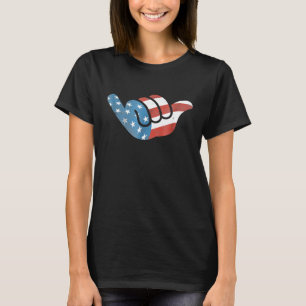 Patriotic Surfer Hang Shirt American Flag Loose Ha