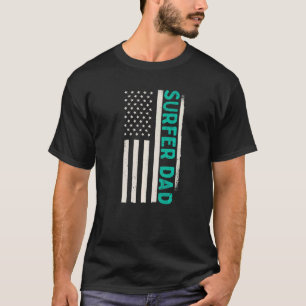Patriotic Surfing Surfboard Surfer Dad American Fl T-Shirt