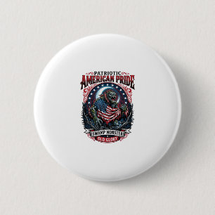 Patriotic Swamp Monster Old Glory Horror Monster P 6 Cm Round Badge