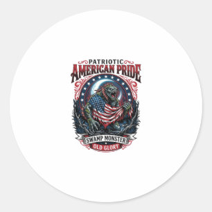 Patriotic Swamp Monster Old Glory Horror Monster P Classic Round Sticker