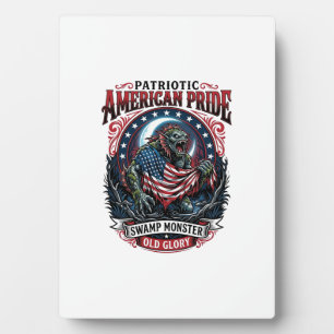 Patriotic Swamp Monster Old Glory Horror Monster P Plaque