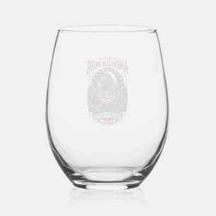 Patriotic Swamp Monster Old Glory Horror Monster P Stemless Wine Glass
