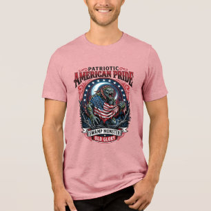 Patriotic Swamp Monster Old Glory Horror Monster P Tri-Blend Shirt