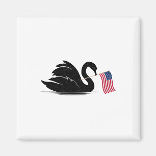 Patriotic Swans Carrying Flag Usa 4th Of July Amer Magnet