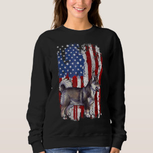 Patriotic Swedish Vallhund American Flag 4th Of Ju Sweatshirt