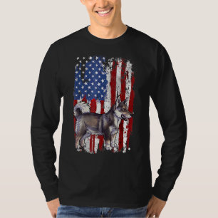 Patriotic Swedish Vallhund American Flag 4th Of Ju T-Shirt