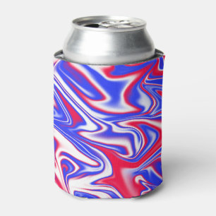 Patriotic Swirl:  Red White and Blue Marble, Can Cooler